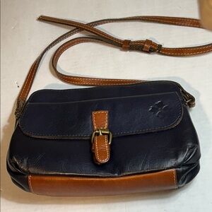 PATRICIA NASH LAMIA BLUE-TAN ITALIAN LEATHER CROSSBODY BAG